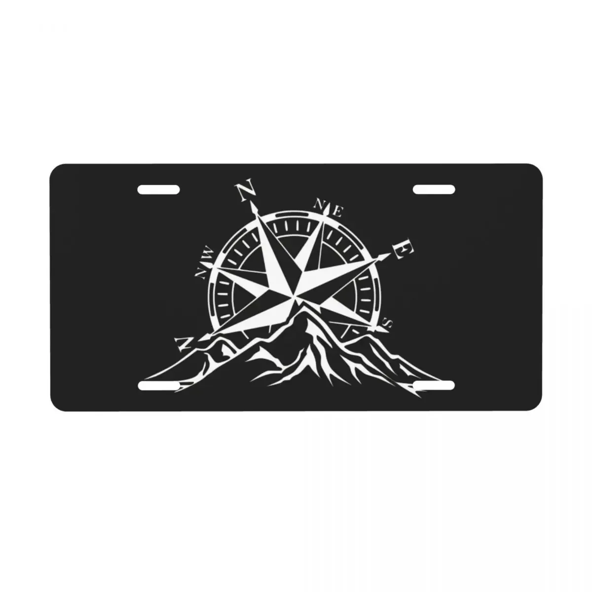 Personalized Funny Compass Rose Mountain Decorative Metal License Plate Nautical Aluminum Car Front Vanity Tag 12x6 Inch