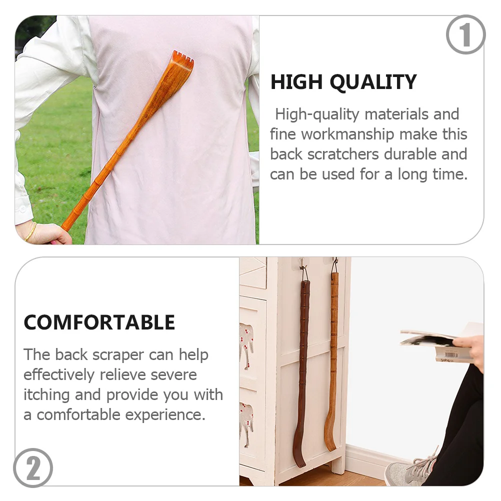 Arranhador de madeira para costas, cabo longo, massageador corporal para alívio da dor nas costas, ferramenta portátil para arranhões, madeira lisa e confortável