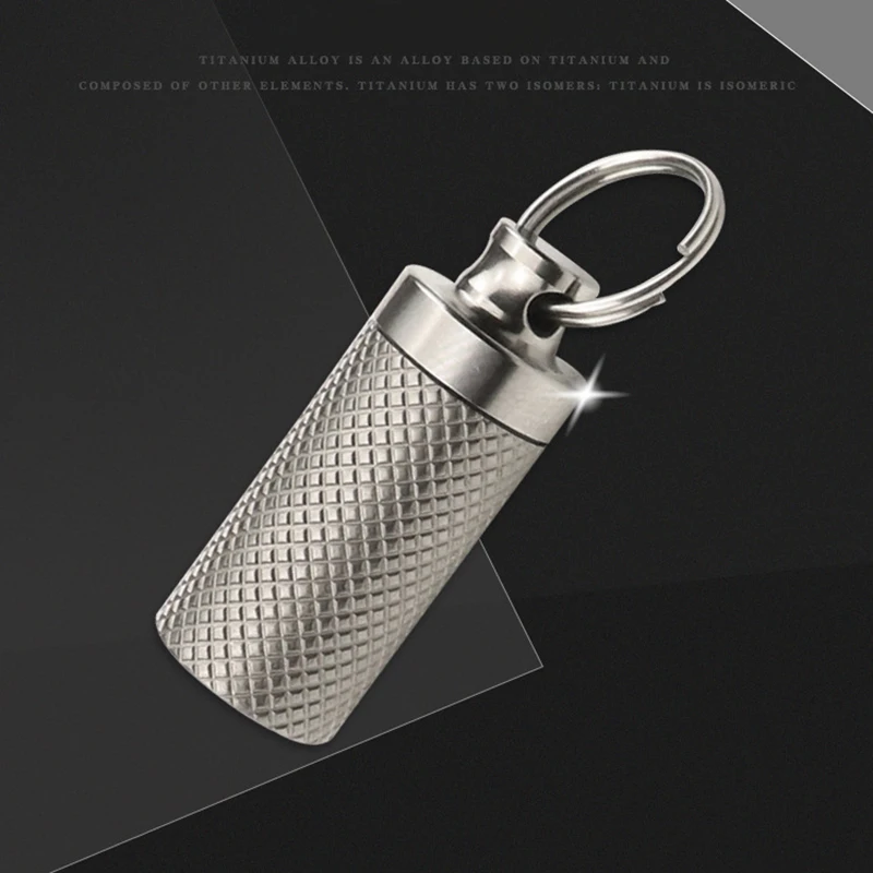 

Portable Keychain Pill Box Titanium Alloy Waterproof Seal Tank Mini Medicine Storage Bottle Capsule Jar First Aid Gadget