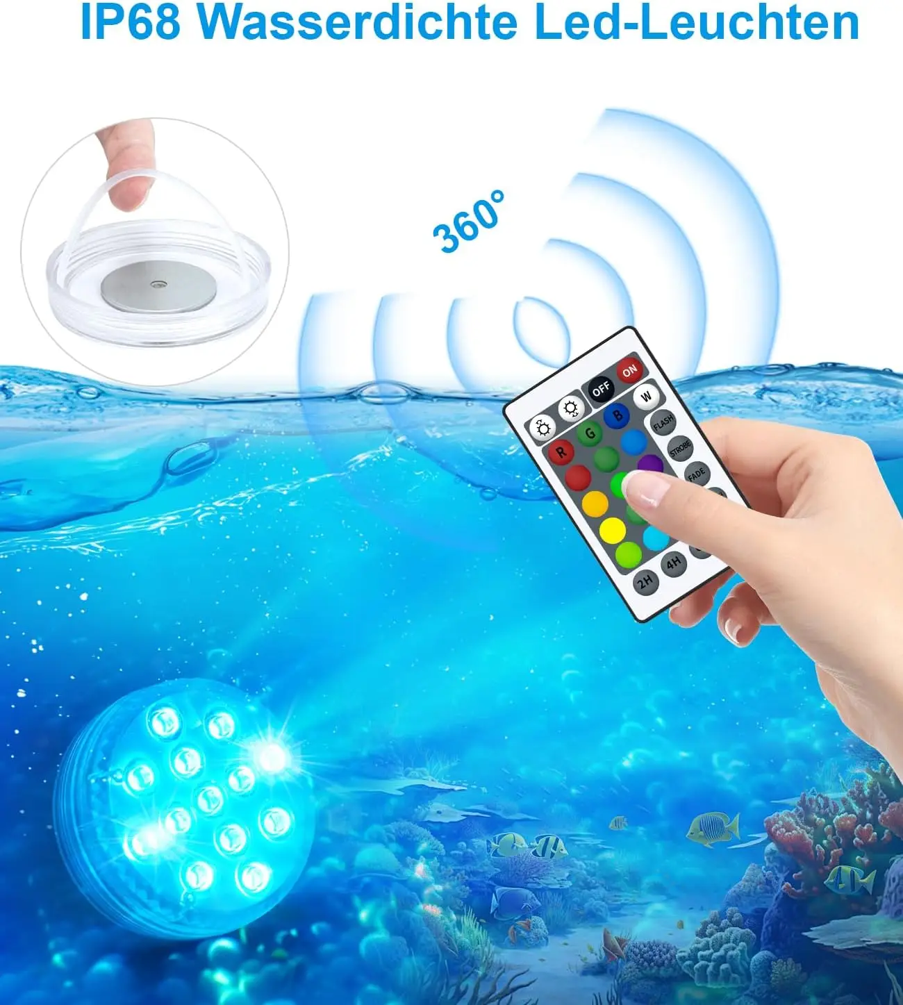 13 LED Underwater Light Pool Lighting Underwater,Pack of 4 LED with 4 Remote Control,RGB Colour Changing Swimming Pool, Fountain