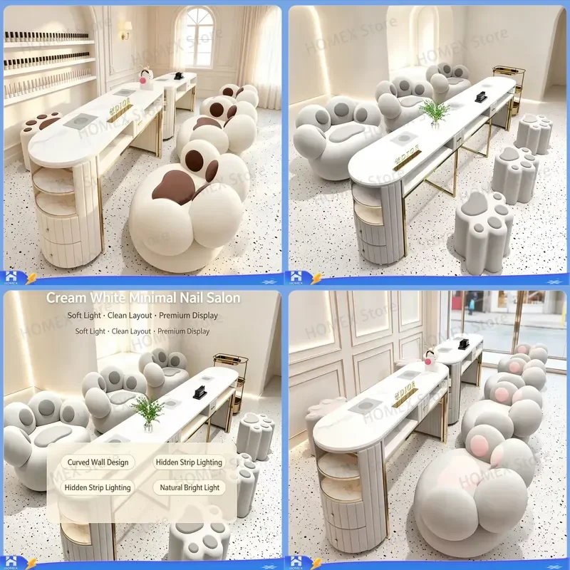 Luxury Gold Marble Manicure Table with Built-in Vacuum Cleaner Nail Desk Station for Salon Equipment Professional Nail Tech