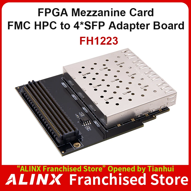 ALINX FH1223: FMC HPC to 4-Channel SFP Optical Fiber Interface Adapter Card  Daughter Board for FPGA