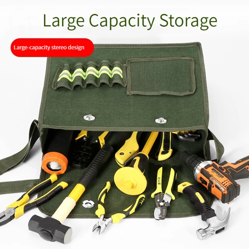 Многофункциональный набор инструментов с плечевыми ремнями, парусиновый набор инструментов большой емкости, подходящий для электриков и работников технического обслуживания