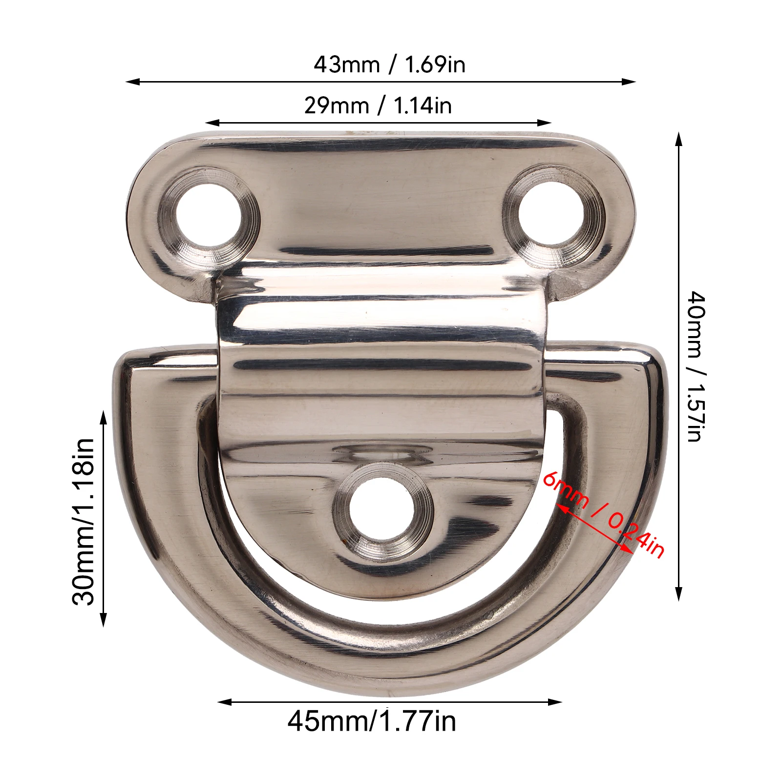 4 Sets Stainless Steel Folding Pad Eye High Hardness Rustproof D Rings Deck Folding Pad Eye Replacement for Marine Yacht
