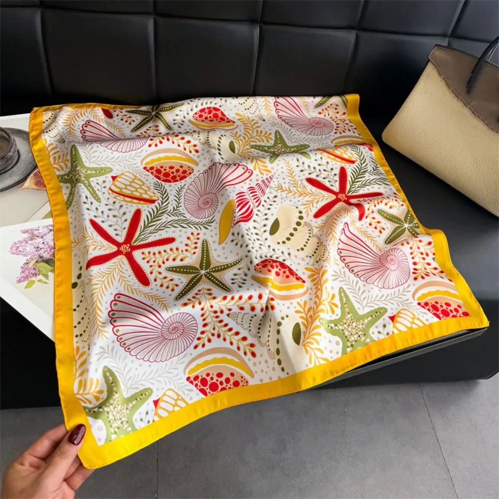 All-match Printed Starfish Print Scarf Conch Y2K Small Square Scarf Hip Hop Geometric Shape Punk Bandana Vacation