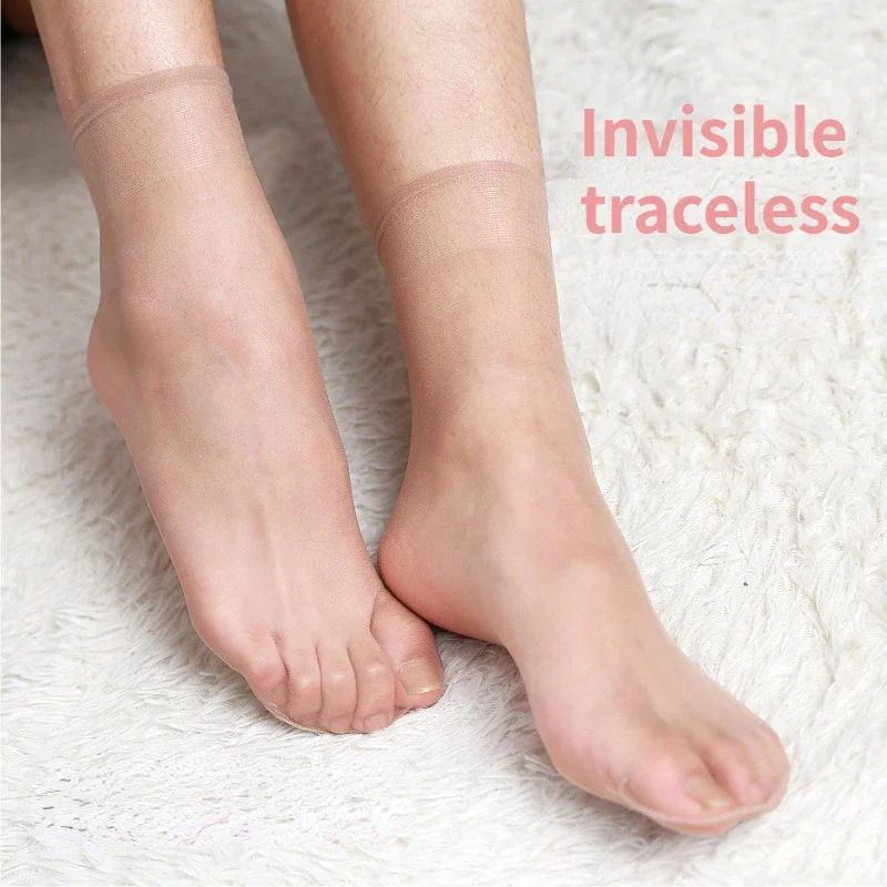 5Pairs Skin Color Ultrathin Women Socks Summer Transparent Crystal Silk Socks Sexy Elastic Short Ankle Invisible Socks