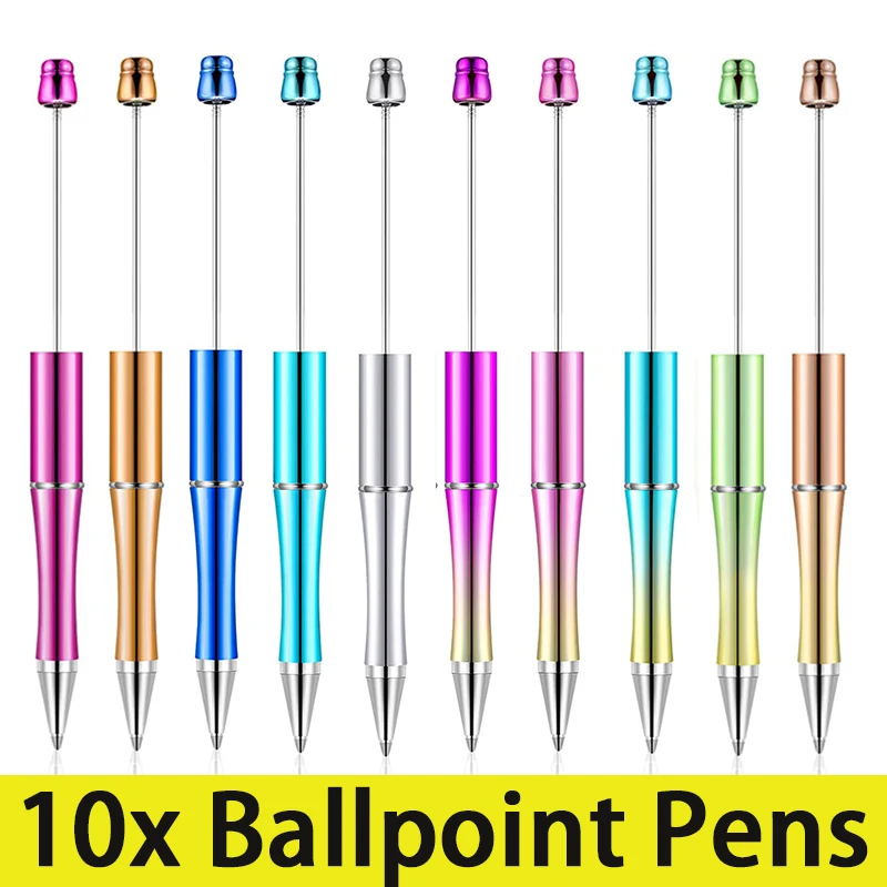 10Pcs Beaded Ballpoint Pen Ballpoint DIY Pens Manufacturers Beaded Plastic Beadable Pens Wholesale Student Gift