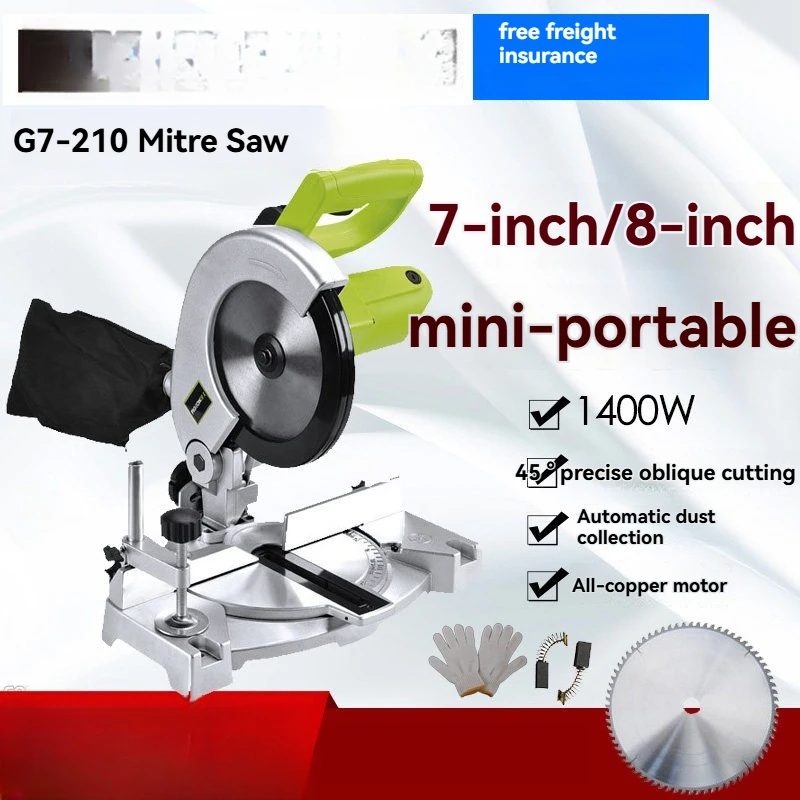 2025 8  inch aluminum alloy wood 45 degree swing head cutting machine miter saw steel machine