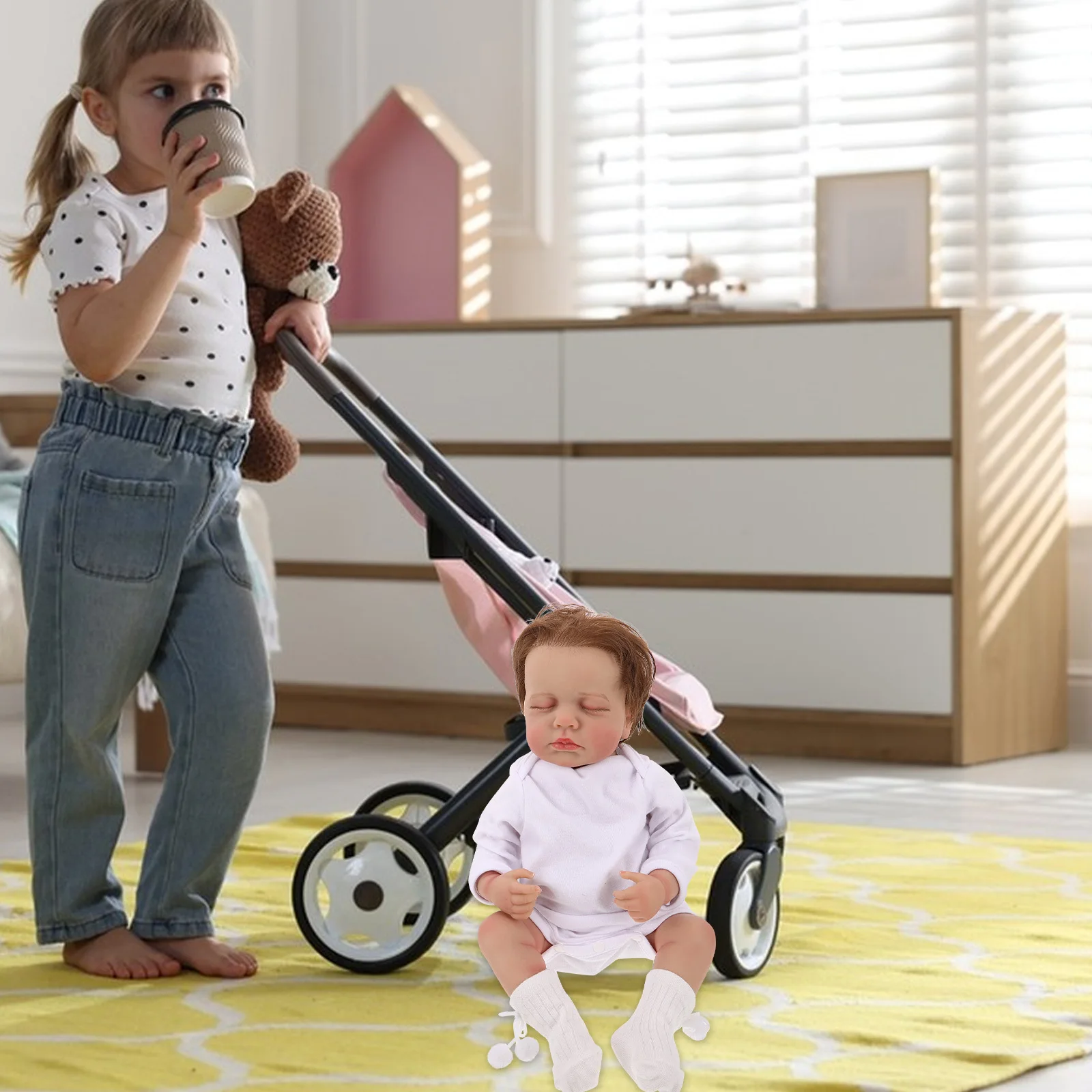 Bayi Reborn 49 Cm, Tubuh Lembut Mirip Bayi Sungguhan, Simulasi Balita Laki-laki untuk Permainan Peran, Permainan Peran Edukatif, Bayi Reborn Laki-laki yang Nyaman