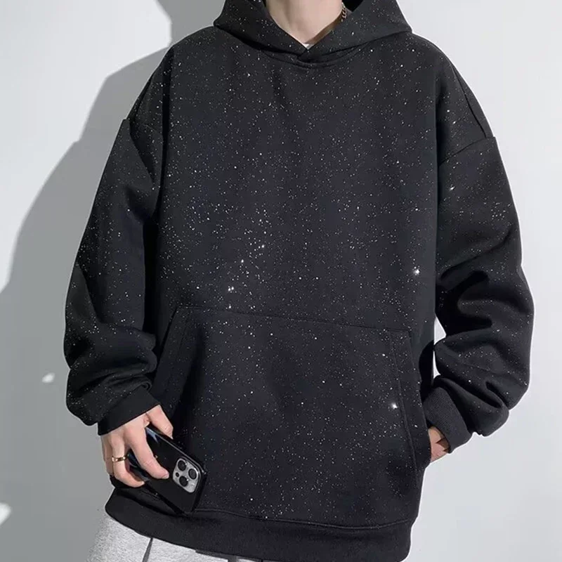 Autumn Men's Starry Graffiti Hoodies 2024 New Hip Hop Fashion Oversized Pullover Hoody Y2K Vintage Streetwear Hooded Sweatshirts