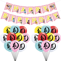 1set Sailored Moon Balloons Banner Cartoon Pink Princess Latex Ballons Baby Shower Beautiful Girl Hero Flag Birthday Party Decor