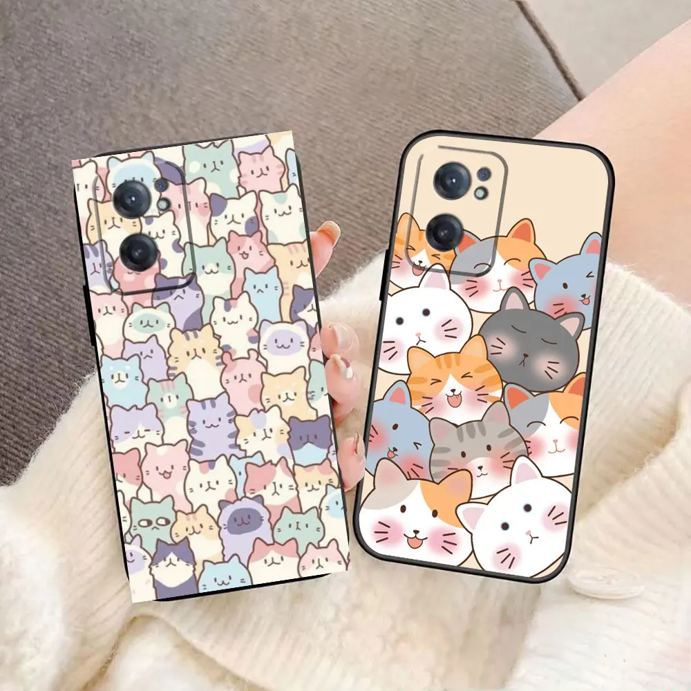 Cartoon Cat Pattern Phone Case For Oneplus 11 10 9 8 8T 7 7T 6 6T ACE 2V NORD CE 2 3 5G Pro Case Funda Coque Shell Capa Cover