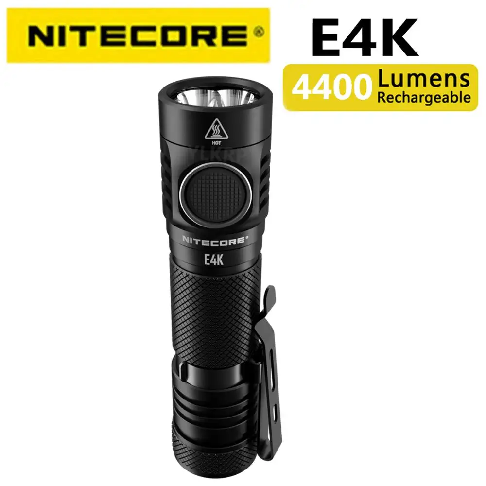 NITECORE E4K Troch Light Rechargeable 4400 Lumens Lantern XP-L2 V6 LED 21700 Compact EDC Flashlight with 5000mAh Li-ion Battery