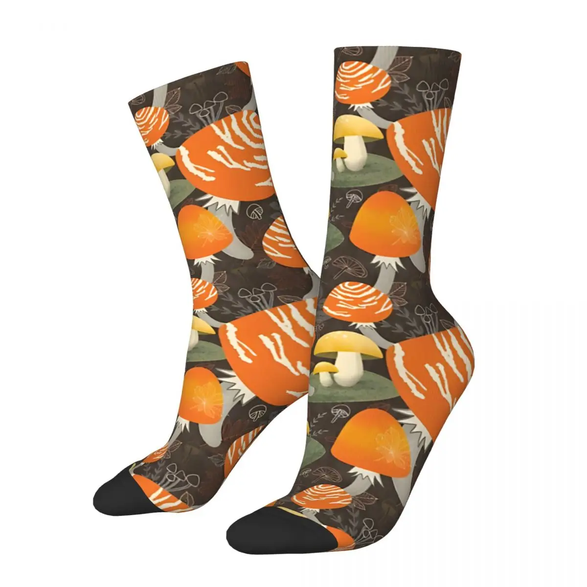 Hip Hop Vintage My Orange Mushroom Garden Crazy Men's compression Socks Unisex Ddark Wild Forest Mushrooms Harajuku Crew Sock