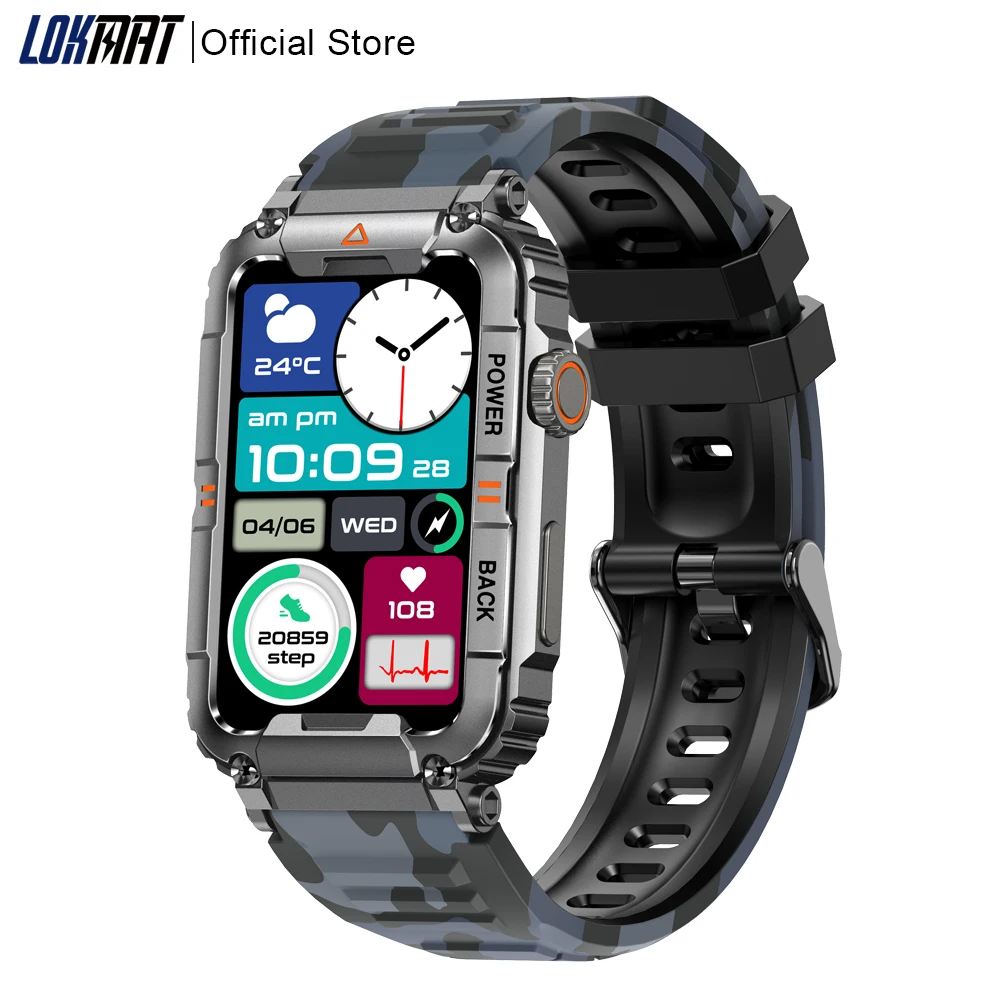 

LOKMAT Sport Fitness Smart Watch 1.57 inch Full Touch Screen Smartwatches Rugged Proof Watch Heart Rate Monitor for Android iOS