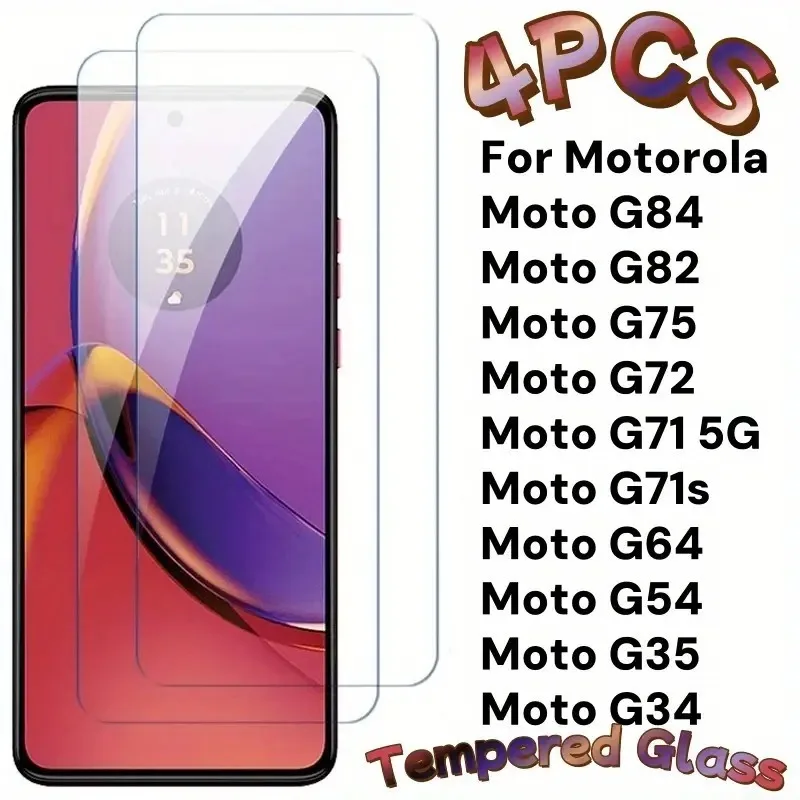 

4Pcs Phone Screen Protectors Suitable for MOTO G24Power G55 G54 G14 G24 G31 G32 G34 G35 G41 G42 G52 G72 G73 G75 G82 G84 Glass