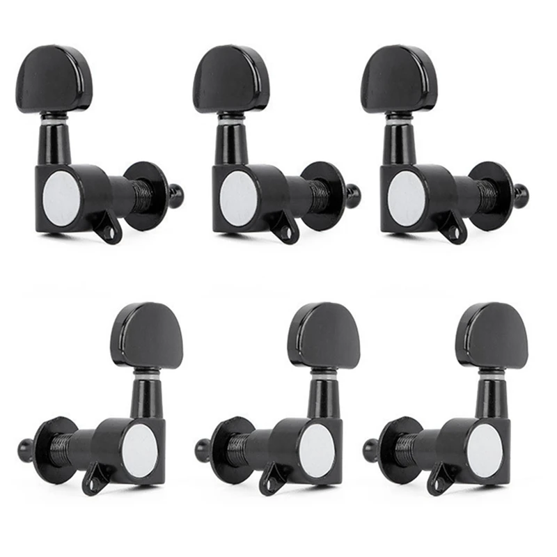 12PCS/2Set Electric Guitar Machine Heads Metal Tuners Mini Oval Tuner For ST TL Tele Tuning Pegs Black Silver