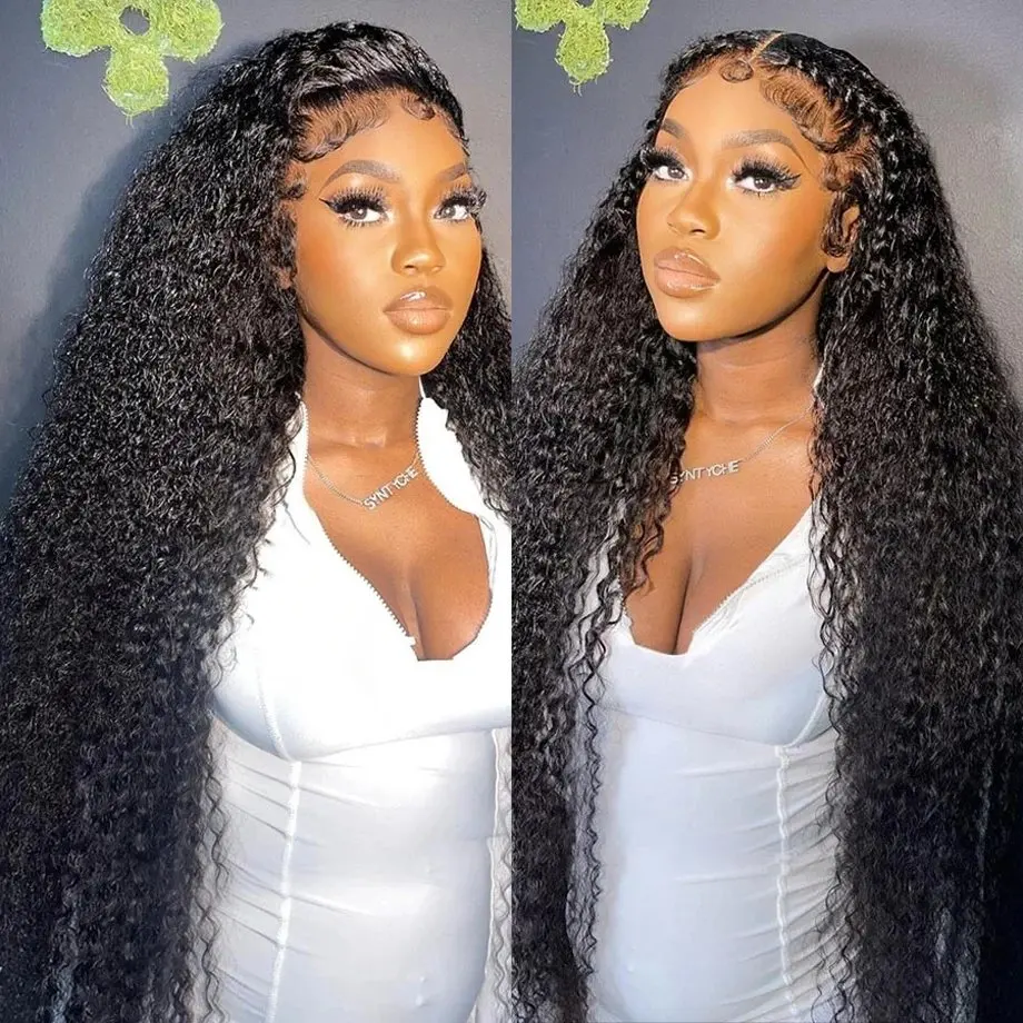 Rosabeauty Deep Wave Nature Color HD Lace Front Wig 13x4 13X6 Lace Front Human Hair Wig Prebleached Curly Wig 250 Density