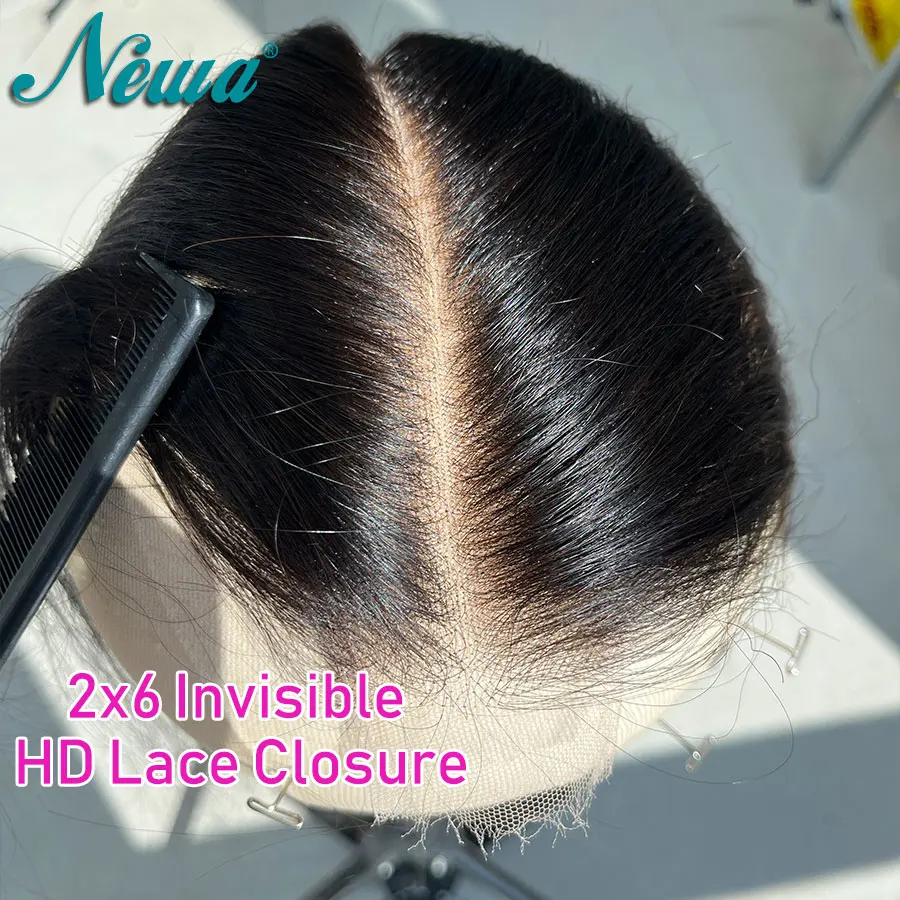 

Новые невидимые швейцарские HD-тюрбаны Newa Hair 2x6 с глубоким пробором, из натуральных волос, прямые и волнистые, в стиле Ким К, предварительно прорезанные
