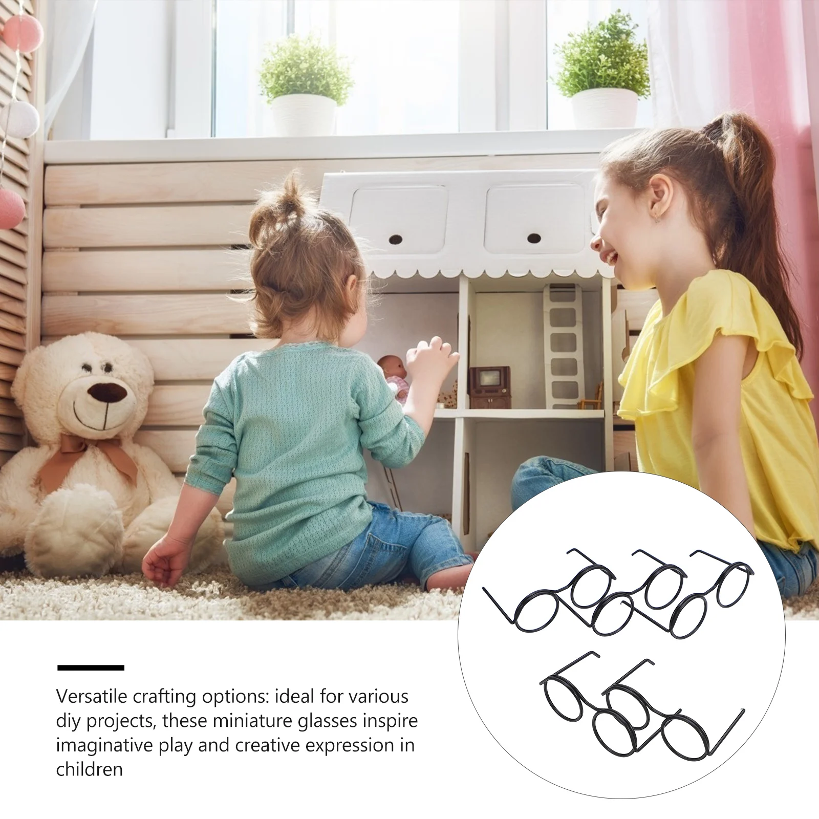 

50Pcs Miniature Eyeglasses Tiny Wire Frames Ideal for DIY Crafting Dollhouse Decoration Small Metal Glasses Crochet Glasses