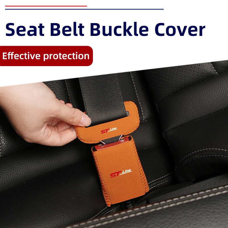 2Sets Car Seat Belt Buckle Cover Universal Fur Protector Auto Accessories For Ford Escape Kuga Mondeo Fiesta Focus 2 Fusion