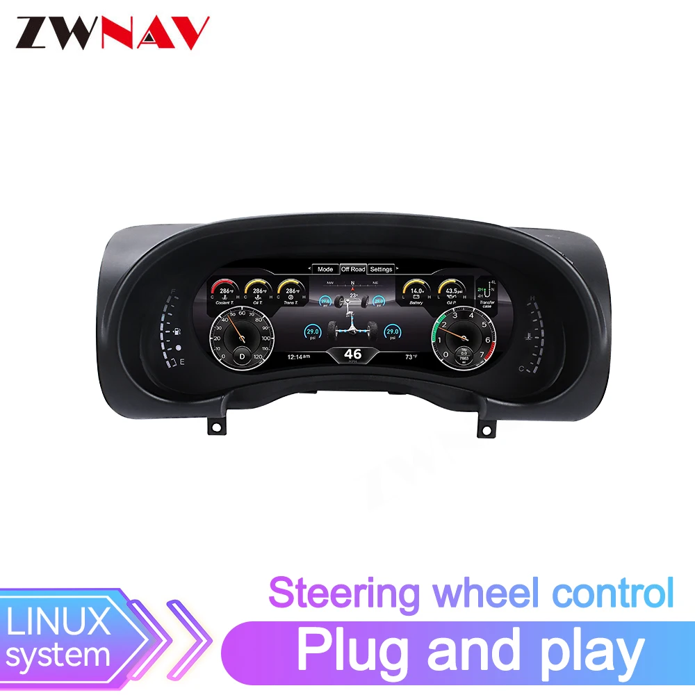 عداد المسافات LCD مقاس 12.3 بوصة لسيارة جيب رانجلر 2007 - 2010 طقم التحديث الداخلي نظام لينكس للوحة القيادة الرقمية