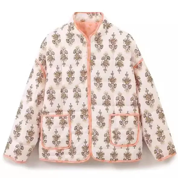 Practical Classic Autumn and Winter New Small Floral Loose Quilting Thickened Warm Cotton-padded Coat Women's Added Color