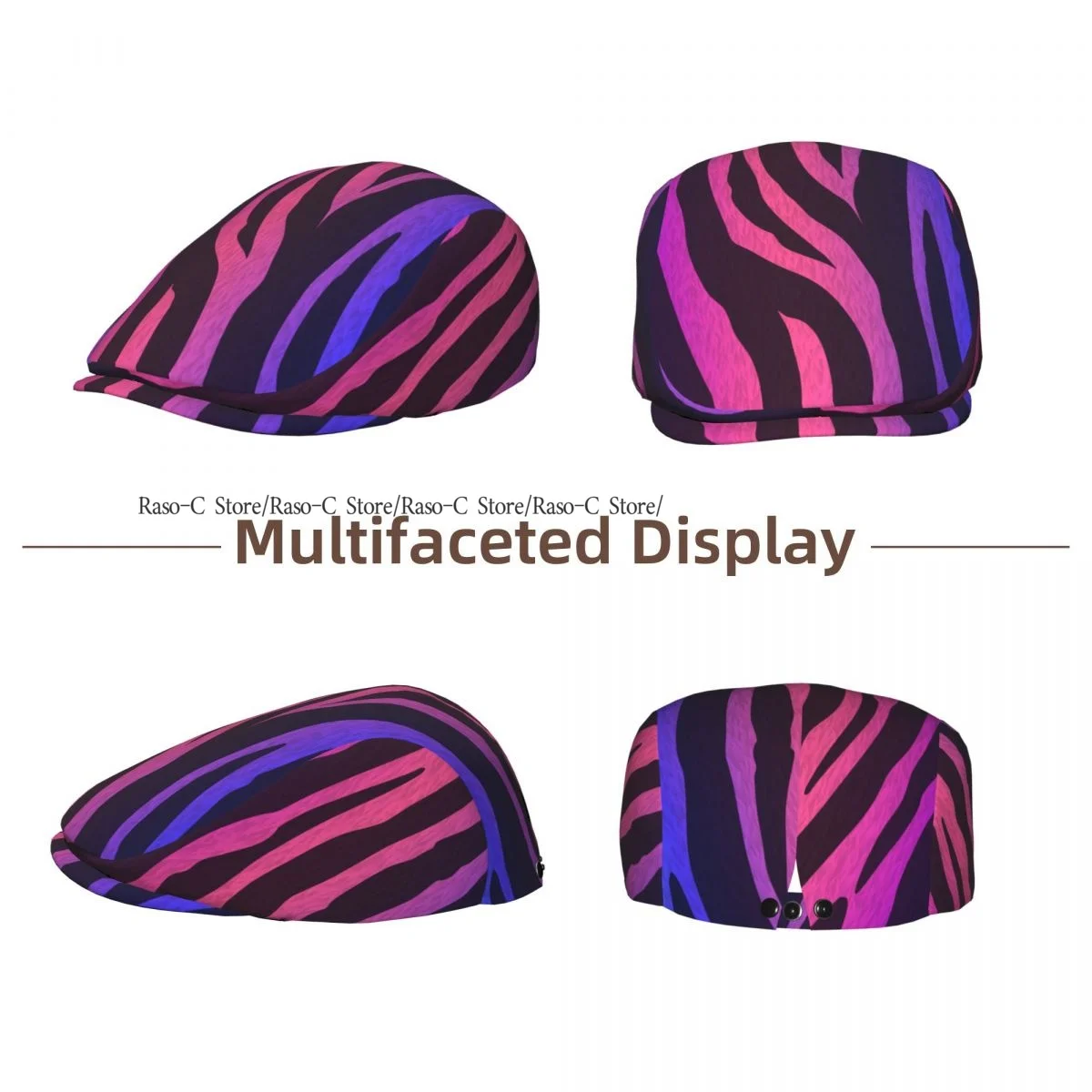 Flat Cap Men Women Newsboy Cap Holographic Zebra Fur Textures Driving Bunnet Ivy Hat Bakerboy Hat Spring Summer Boina
