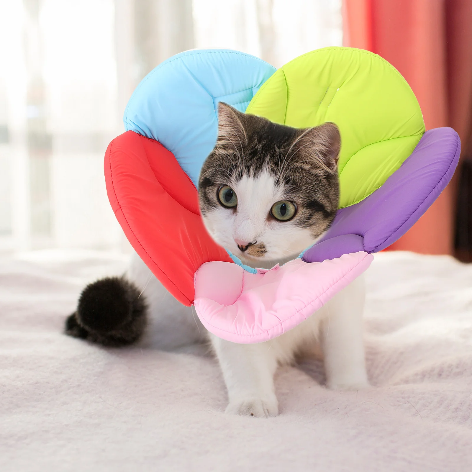 

Pet Flower Protective Collar Pink Size Durable Recovery Elizabethan Collar Prevent Licking Scratching Injuries