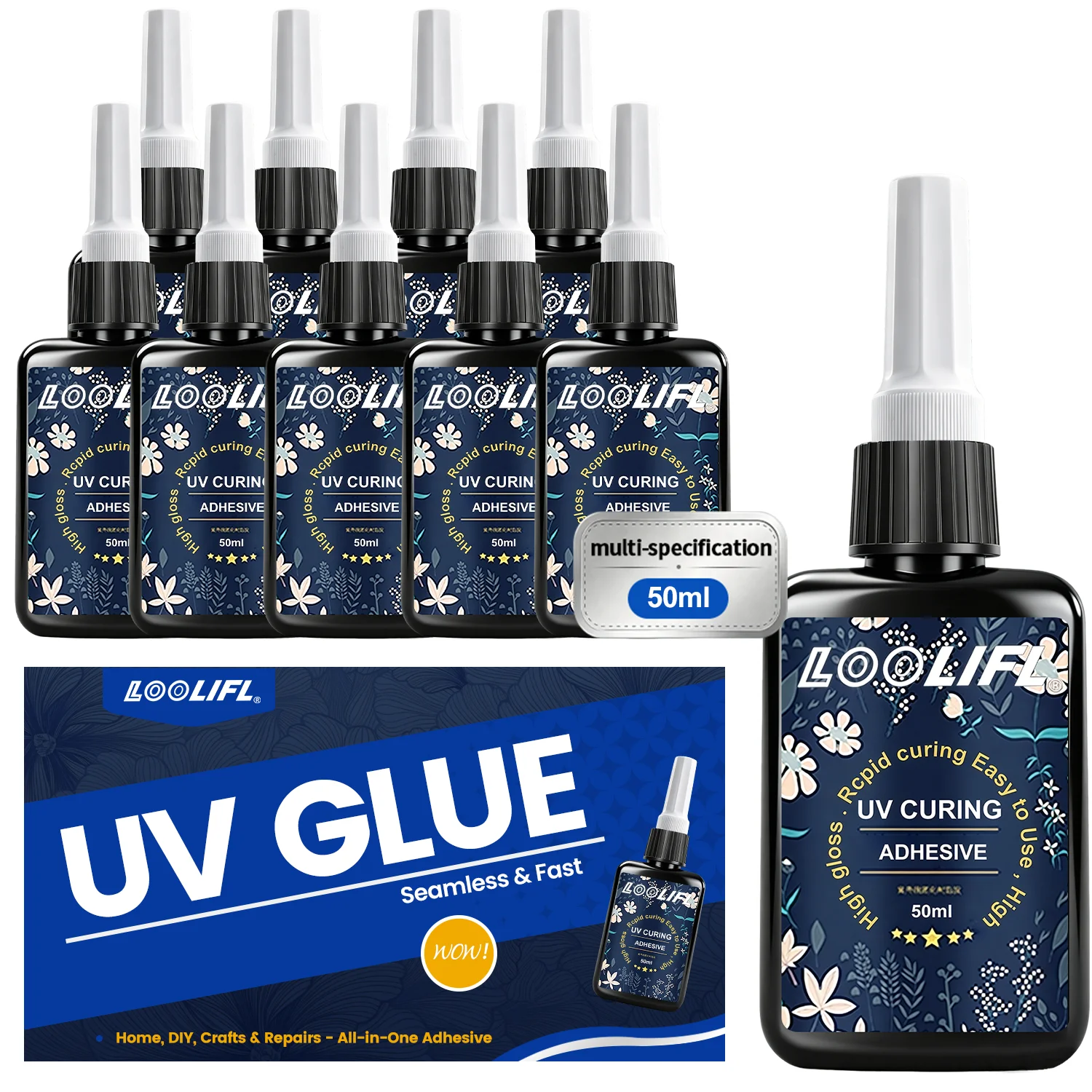 Uv Glue, 50g Special Glue for DIY Crafts, High Transparency, Quick-Drying Crystal Resin for Making Heat-Shrinkable Sheets, Small Jewelry Sealing, Gap Filling, Uv-Curing Epoxy Resin, Transparent Waterproof Adhesive for