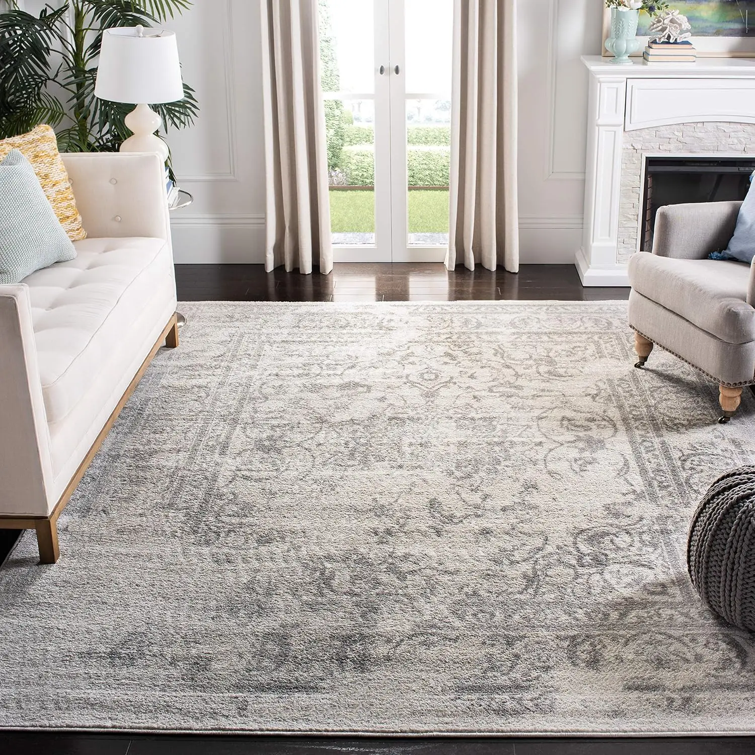 

Adironda Collection Accent Rug - 3' X 5', Ivory & Silver, Oriental Distressed Design, Non-Shedding & Easy Care, I For High