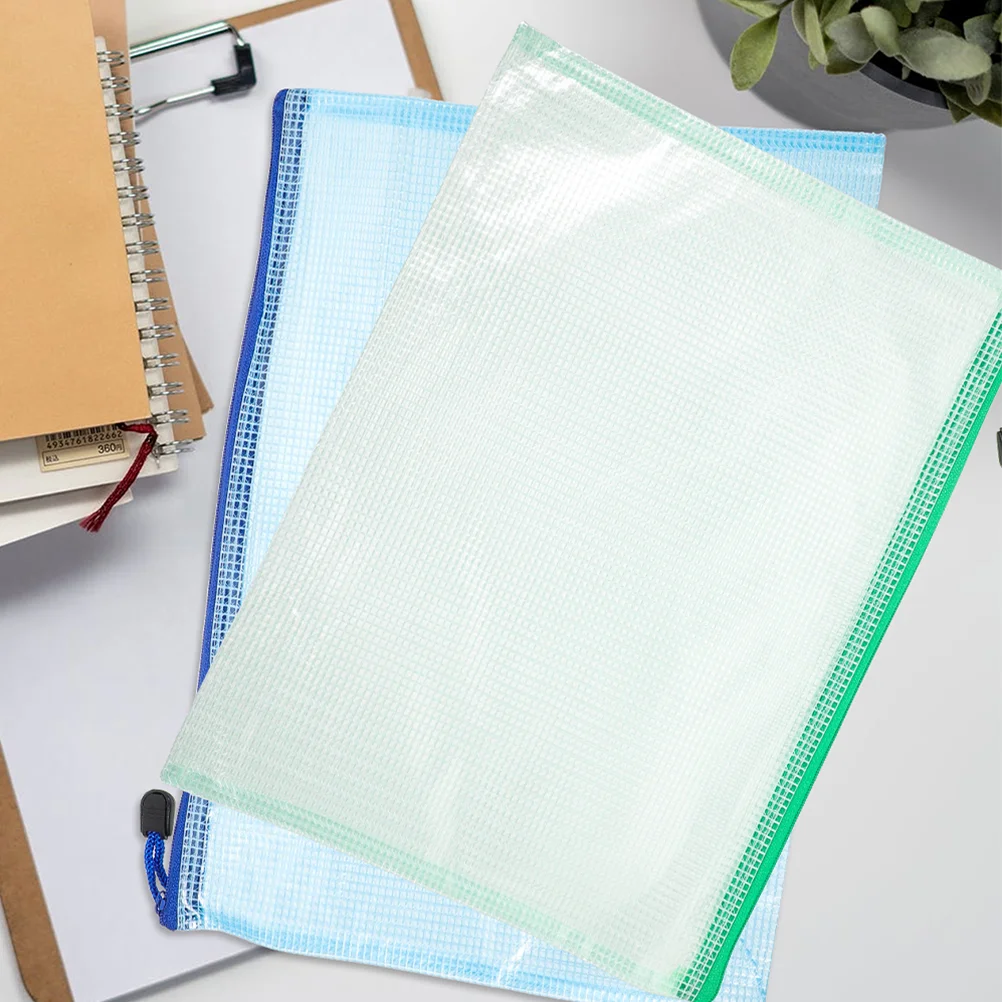 20 Pcs Transparent Pvc Mesh Waterproof Zipper Bag A5 File Storage Test Paper Document 20pcs Office Holder Bags Pouches Clear