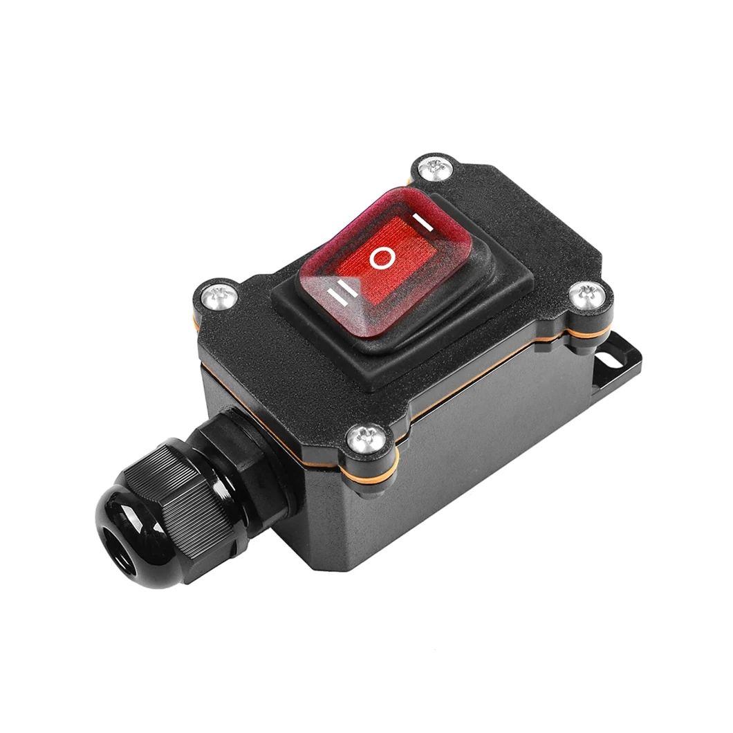 ABILKEEN ON-OFF-ON DPST Rocker Push Button Box IP66 Waterproof AC220V 15A/30A Single Port Output Rocker Toggle Switch Box