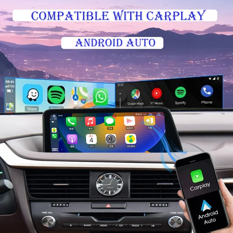 12.3Inch For Lexus 2016-2019 RX 200t 300 350 450h 400h Android 13 CarPlay Reserved OEM Menu Car Radio Player