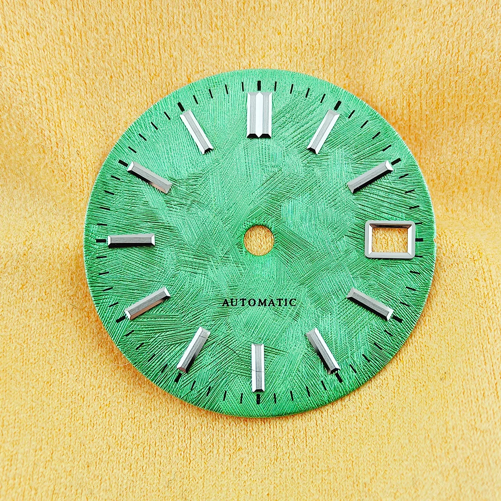 NH35 Wine Red Watch Dial 28.5MM White Birch Tree Pattern Automatic Dial NH35 Face Silver Scale Multi-Color Dial NH35 Watch Mod
