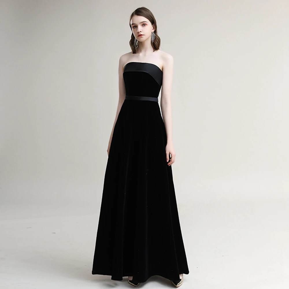 Prom Dress Floor-Length Sexy Dresses Woman Party Night A-LINE Velvet Prom Dresses