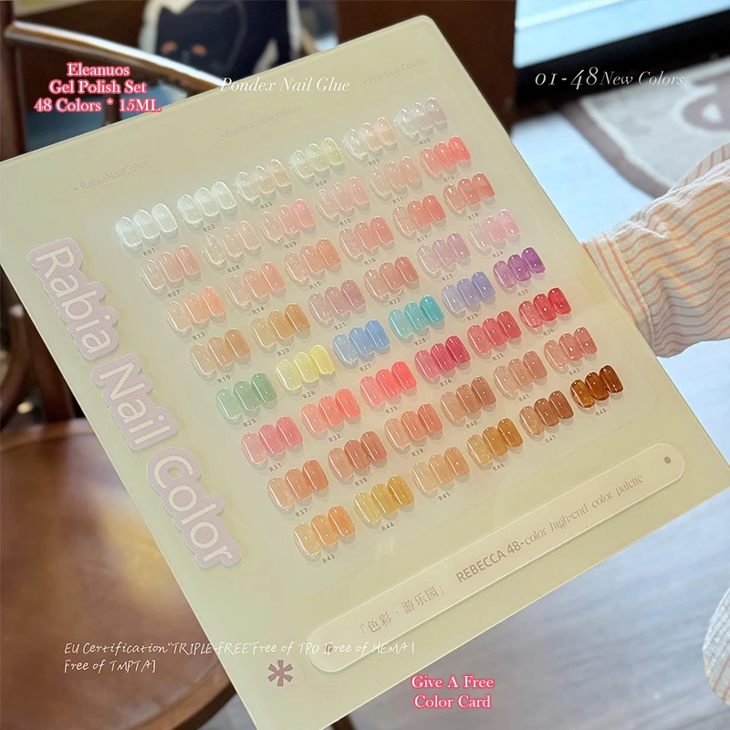 

Rabia 48 Colors Ice Jelly Translucent UV Gel Polish Candy Color Sheer Solid Nail Art Varnish Soak Off Manicure Full Color Set