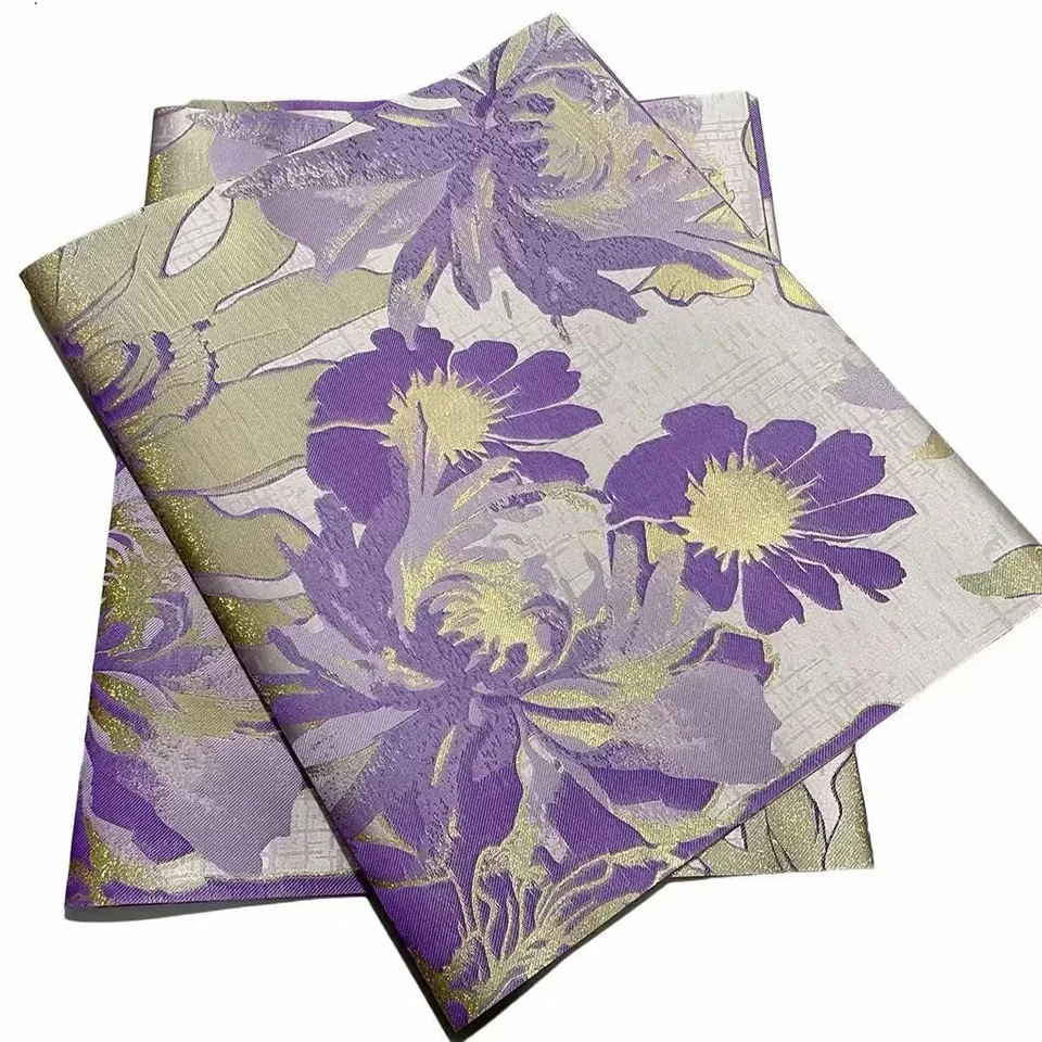 

Purple Flower Nigerian Gele & Ipele Set: 3D Embroidery Sego Headtie 2-Piece Pack for Wedding & Party,Ready to Wear Cap TXH-17-17