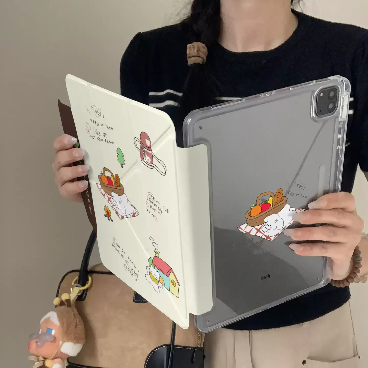Ins Picnic Puppy Cute Table Case For iPad Pro 11 12.9 13 M2 M3 M4 M5 Shell 8.3 9.7 10.2 5/6/7/8/9/10/11th Air 2 3 4 5 6 7 Cover