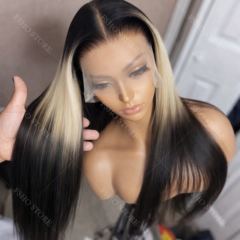 

200％ Density Highlight Ombre Lace Front Wig Human Hair Vietnamese 613 Blonde Colored 4x4 HD Lace Front Glueless Wigs Human Hair