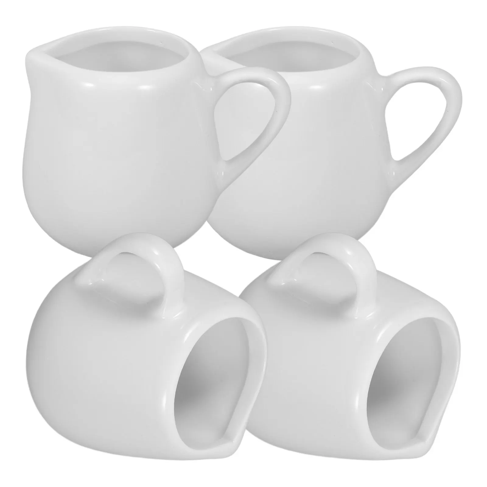 Mini taza para salsa, soporte de cerámica para leche, para Espresso, Latte, Cappuccino, boquilla sin goteo, agarre cómodo, diseño Simple y elegante, 4 Uds.