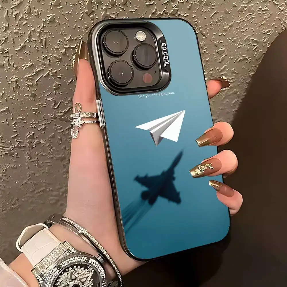 حافظة هاتف على شكل طائرة لهاتف آيفون 17,16,15,14,13,12,11 Plus,Pro Max,XS,حافظة هاتف فضية ملونة