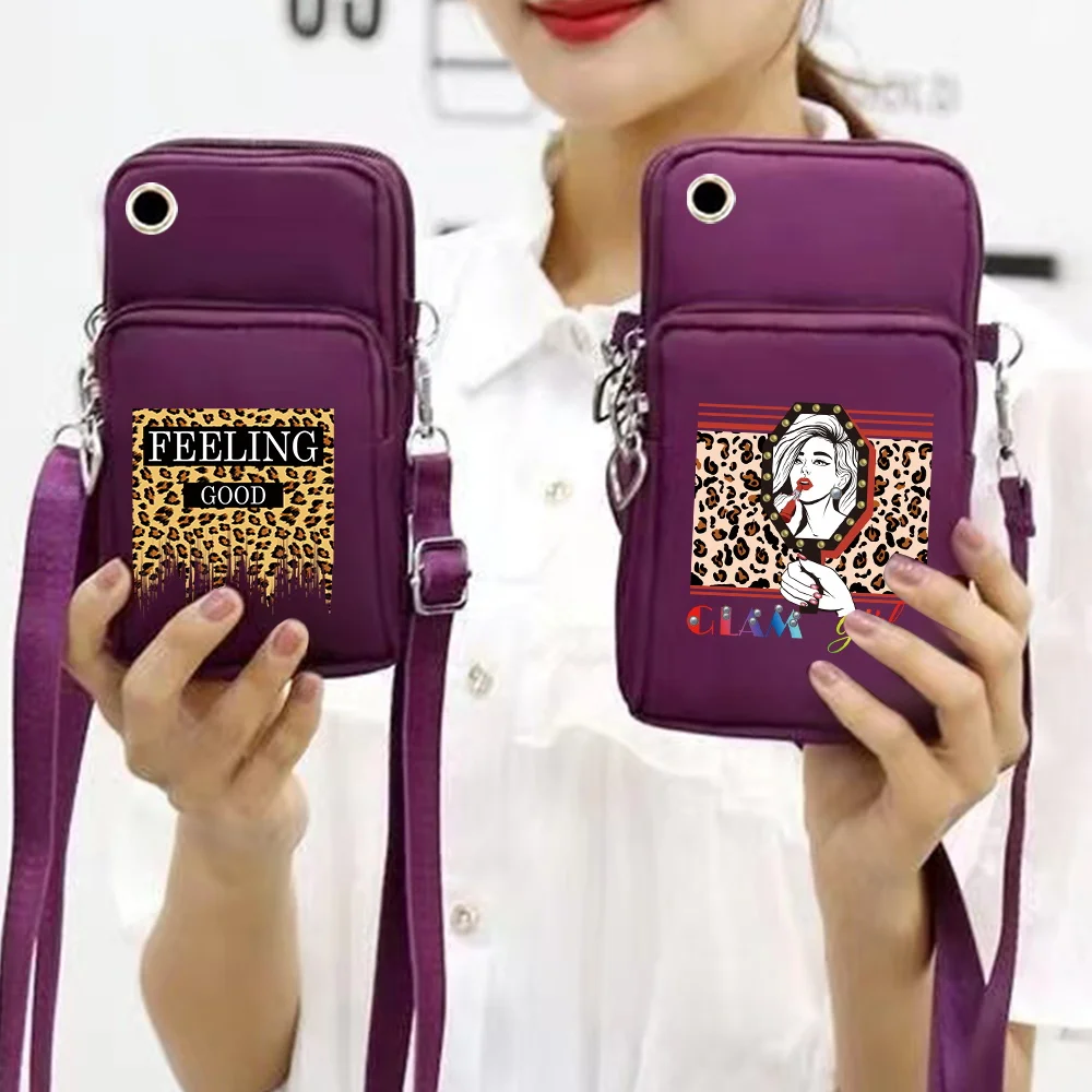 Universal Mobile Phone Case Bags Purse Pouch Shoulder Sport Arm Pack for Samsung IPhone Huawei P30 P40 Mate Leopard Series