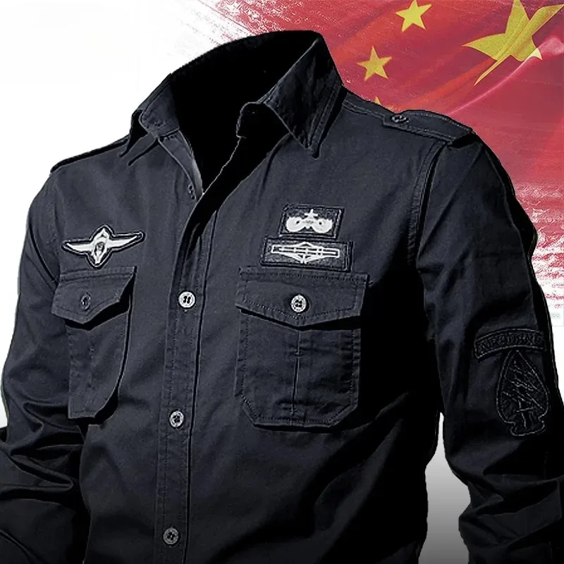 Military Set Men\'s Cotton Multi-Pockets Outdoor Loose Casual Shirts Wear-Resistant Pants+Belt Suits Tactical Work Uniforms Sets