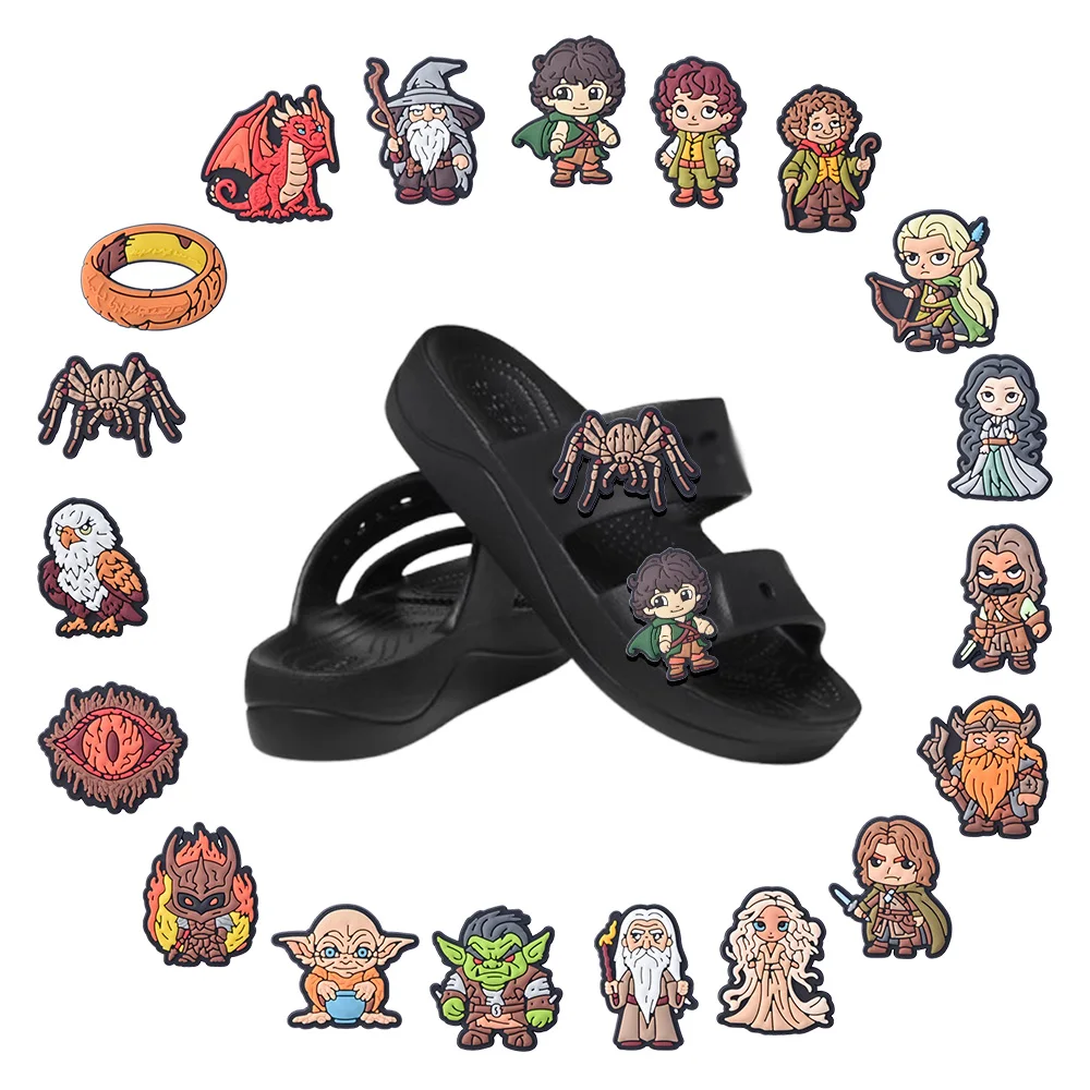 

19pcs Ring Movie Shoe Charms Decoration for Kids Boys Girls Women Men PVC Wristband Sandals Clog Accessories Party X-mas Favor