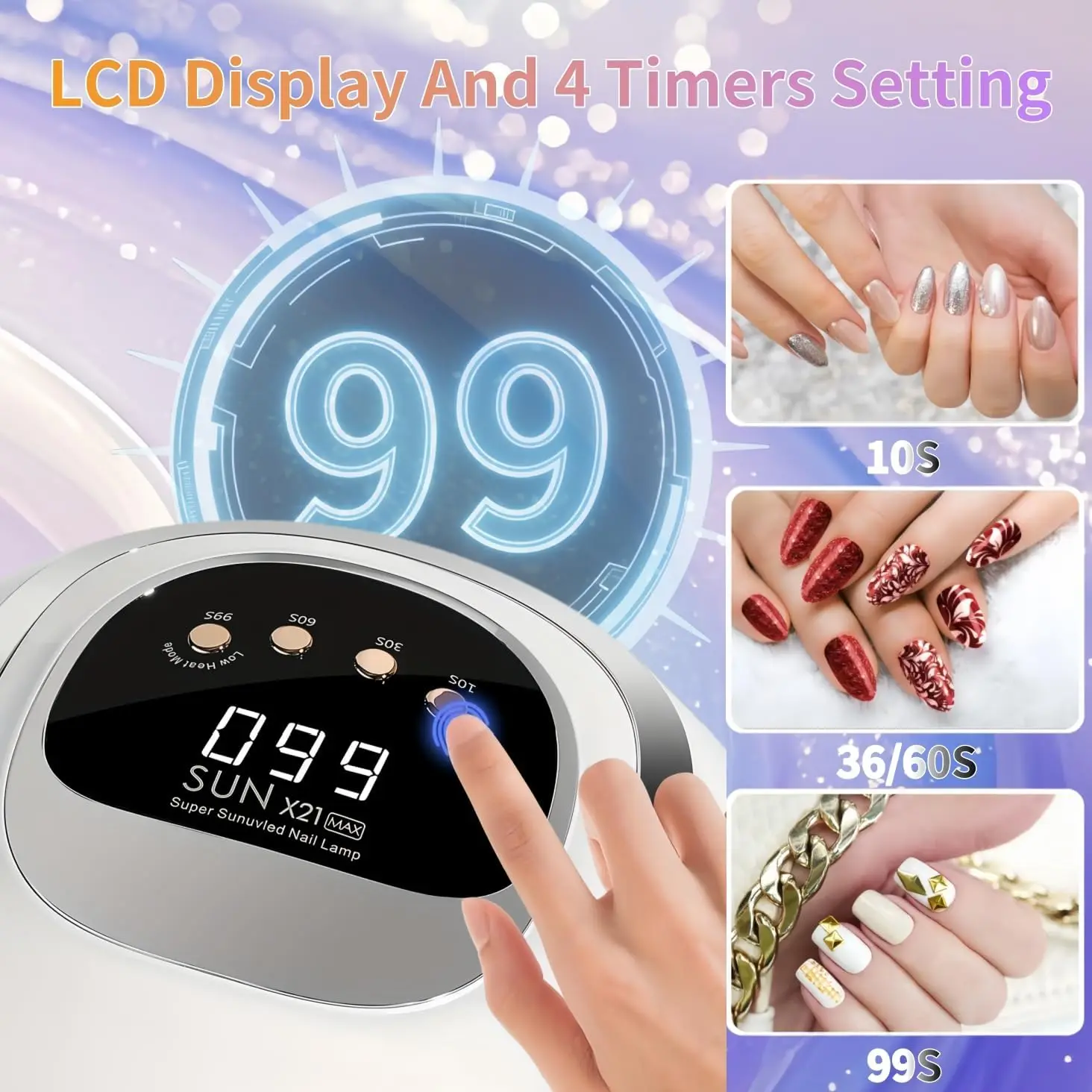 Lampe à ongles UV LED 72 perles 320W avec minuterie et capteur, sèche-vernis professionnel