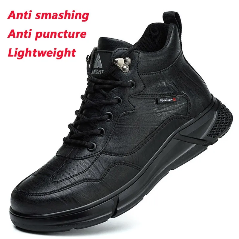 Zapatos De Trabajo Seguridad Hombre New Black Safety Shoes Mens Anti Smashing Anti Piercing With Steel Toe Caps Protective Shoes