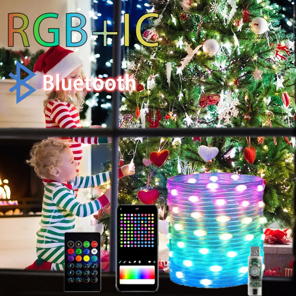5V USB WS2812B RGBIC LED String Lights Addressable Fairy Lights DIY Color Changing Christmas Holiday Decoration