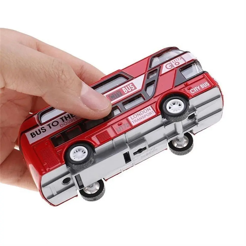 High Quality Skin-Die Cast Plastic Double Decker Bus Toy Alloys Pull back and return Kids Toy Model Pull Back Toys Kids