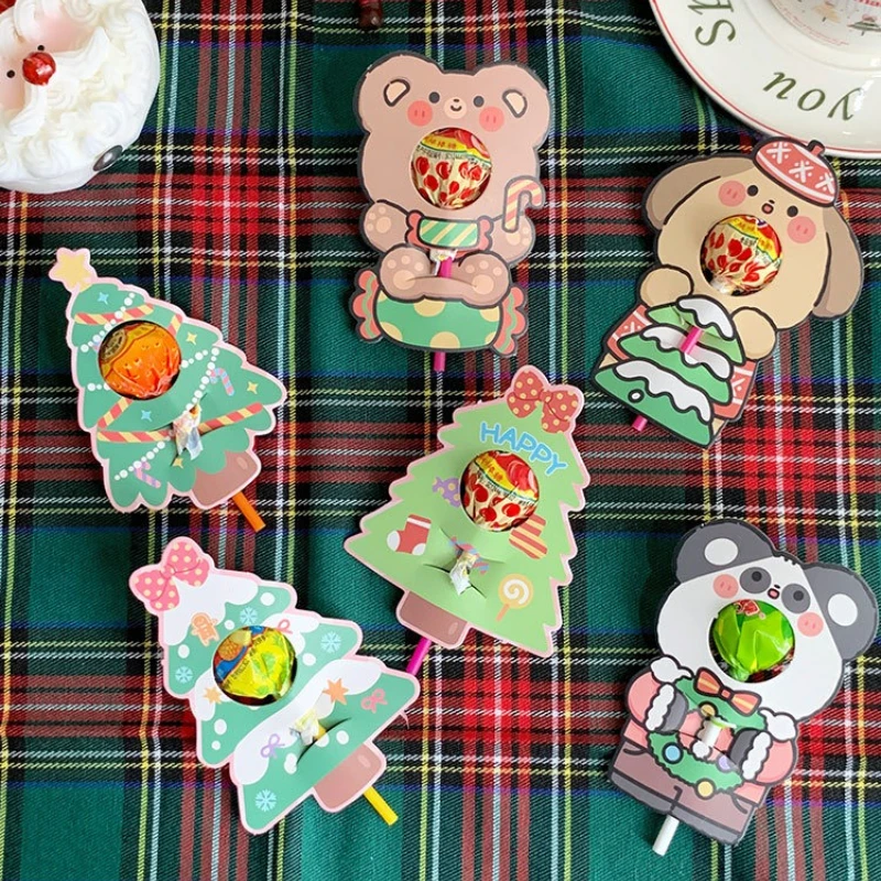 

Cartoon Christmas Lollipop Cardboard Decorative Cards Candy Holder for Navidad Party Sweets Packagings Supplies Kids DIY Gifts